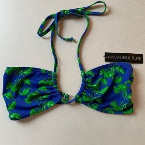 Kamalikulture | Norma Kamali Swim “Jason Bandeau” Swim Top | Blue | S |
